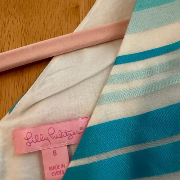 Lilly Pulitzer Size 6 Iveigh Blue Crush Bay Stripe Dress   EUC - Picture 2 of 5